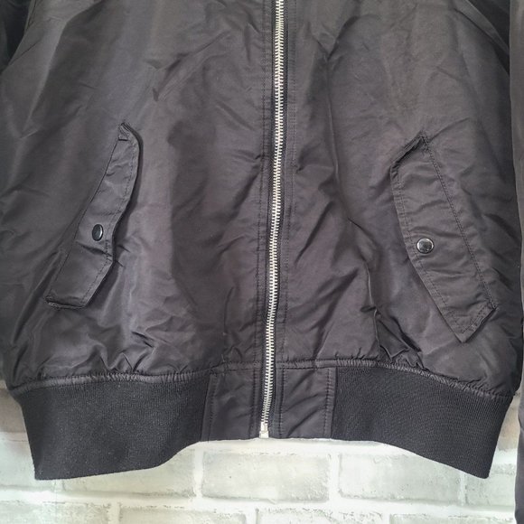 Vintage Pop England Black Bomber Jacket Mens Large Orange Lining - Picture 4 of 11